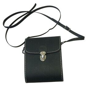 Vintage Leather Camera binoculars Hard Case Strap Black Red Interior Taiwan